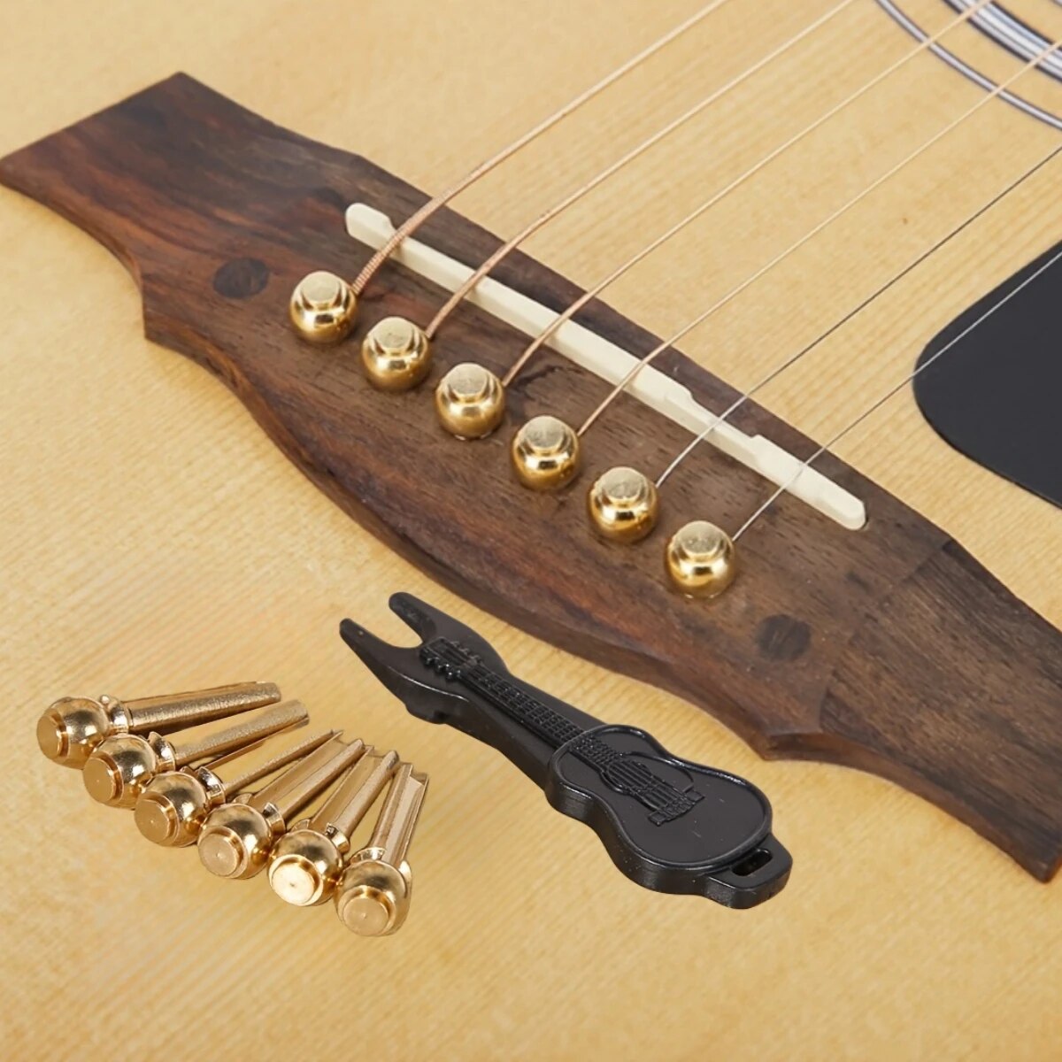 Miwayer-Pin de puente de guitarra acústica, 6 piezas, cuerdas de guitarra, cobre sólido, latón con puente de guitarra