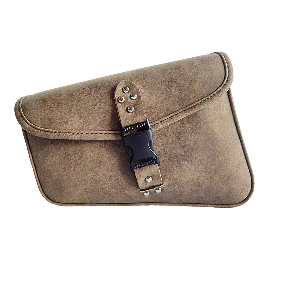 Brown Leather Motorcycle Saddle Bag Side Luggage Tool Bag For Harley Sportster XL 883 XL1200: Left brown