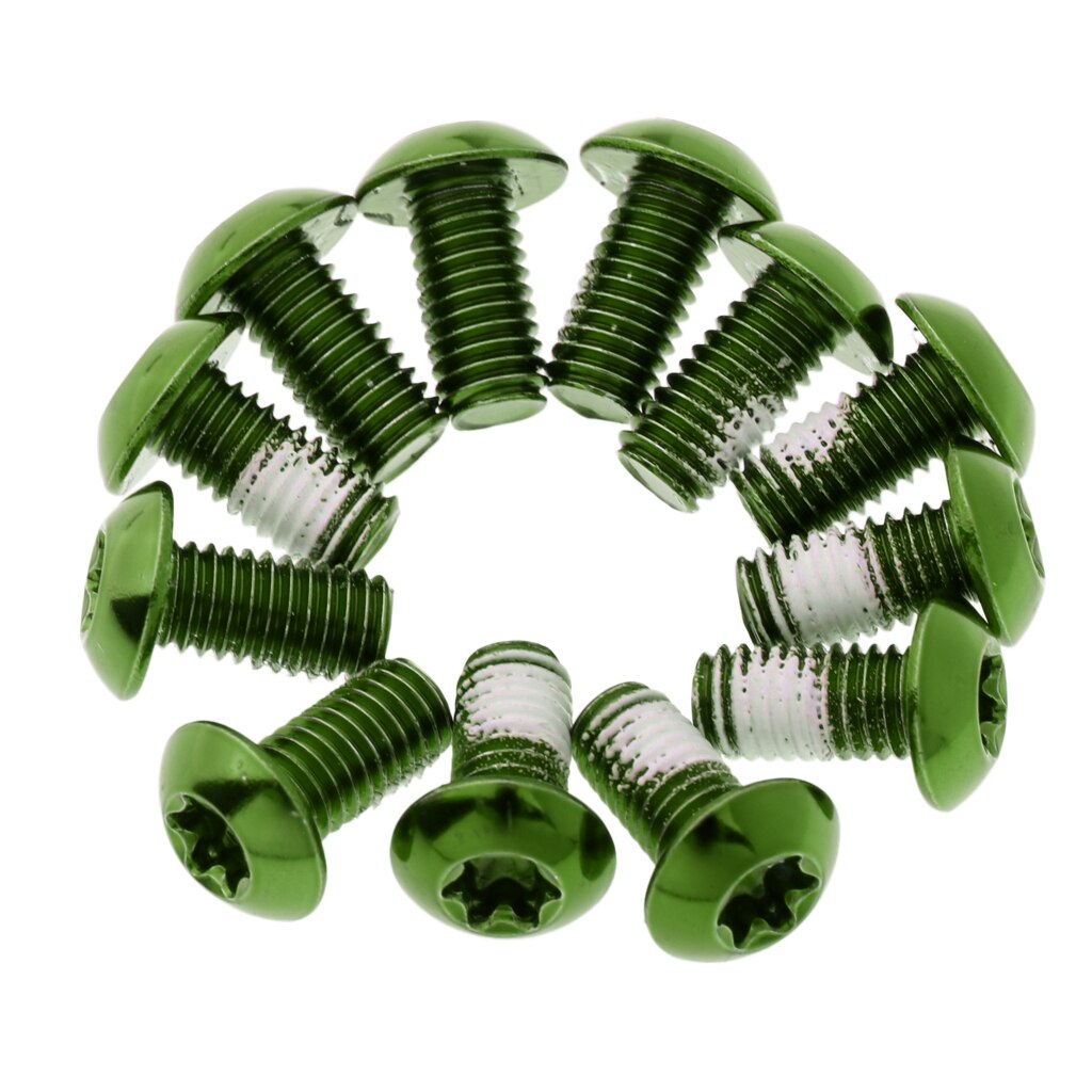 (Pack of 12) Steel MTB Mountain Bike Brake Rotor Disc Screws M5 x 10mm Cycling Brake Disc Plum Nuts Road Bike Component Parts: Green