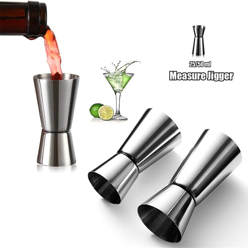25/50Ml Rvs Cocktail Shaker Dubbele Kop Meet Cup Restaurant Speciale Cocktail Glas Maatregel Jigger Keuken gadgets