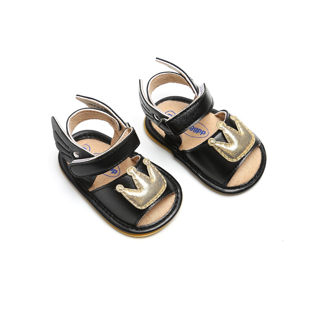 Baby Baby Meisje Zomer Sandalen Pu Leer Angel Wings Gold Crown Anti-Slip Rubberen Zool Prinses Jurk Babyschoenen schoenen