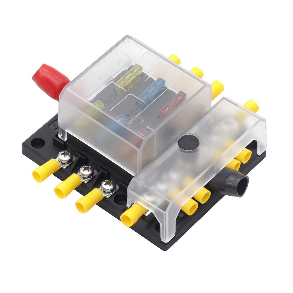 1 Set Fuse Block 6-way Fuse Box Fuse Block with Negative Busbar