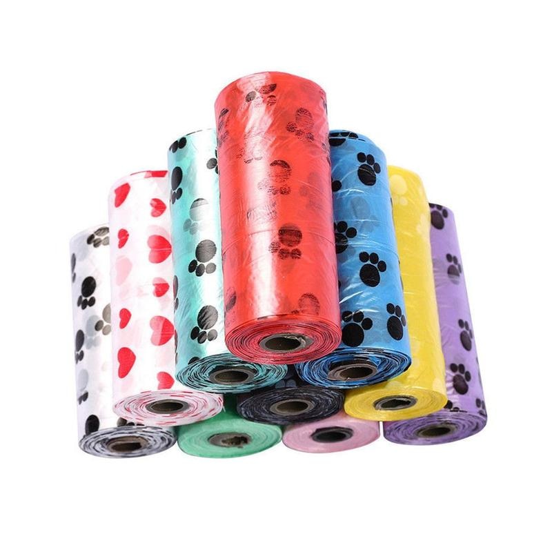 1 Roll 15 Pcs Pet Supply Printing Kat Hond Kak Tassen Outdoor Schoon Refill Willekeurige Hond Zak Kleur Huisdier Vuilnis p4G3