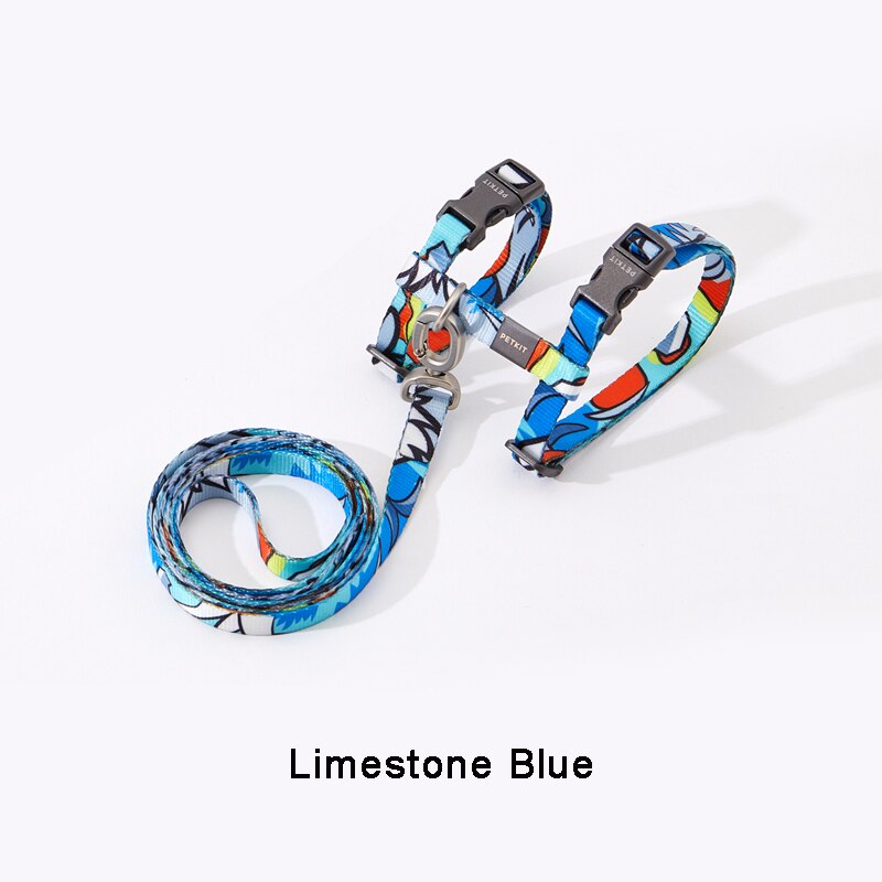 PETKIT-Correa de pecho con forma de I para gato, arnés ajustable, material de nailon de , correas de plomo para caminar: Limestone Blue