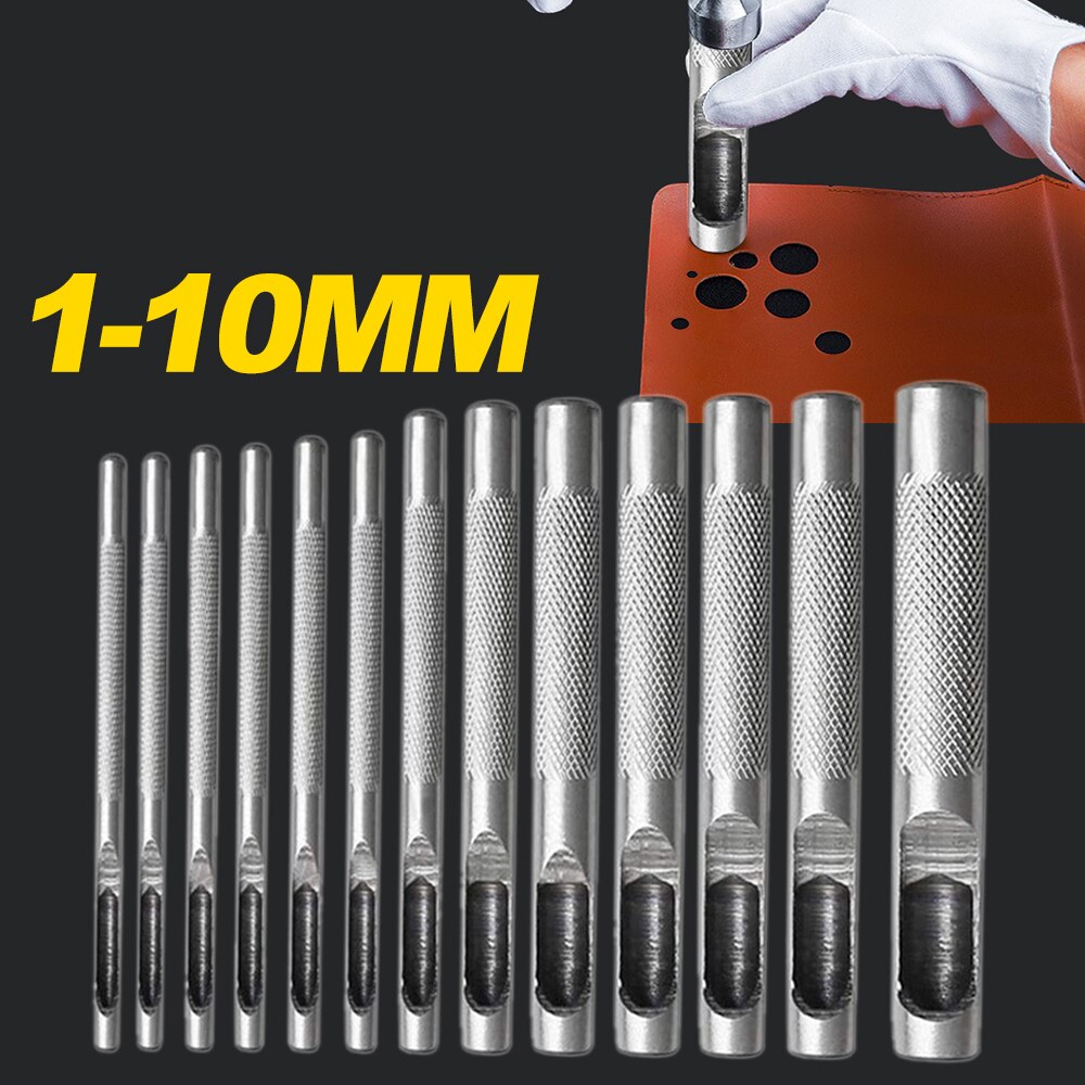 1-10mm universal læder huller stanse læder bælte ur hul hul sæt rund form læder håndværk hul hul hulning