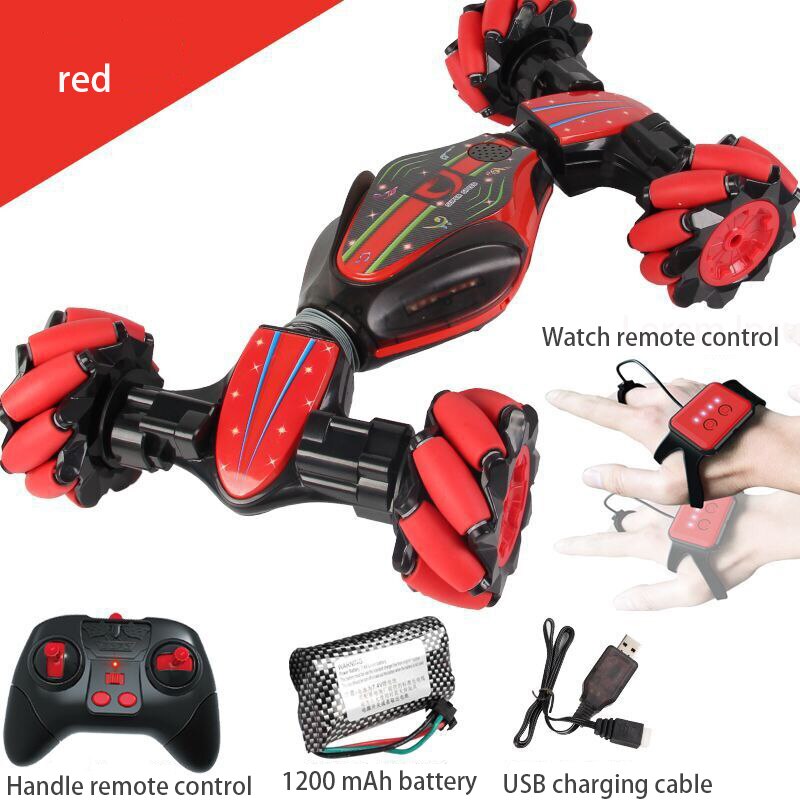 4WD RC Car Stunt Off Road Car Gesture Sensing Twisting Car Kids RC Toys2.4G Radio Control Toy Car Model: Red