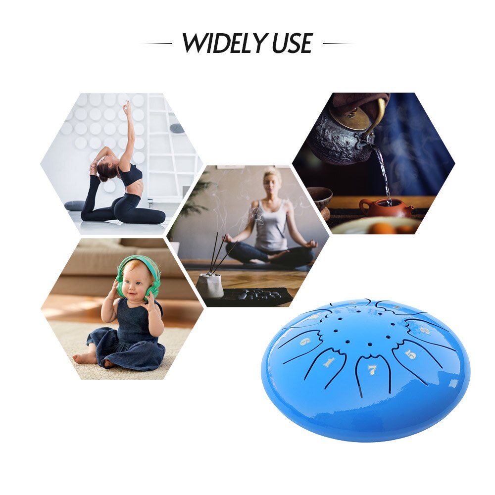 Mini Steel Tongue Drum Metal Hand Drum 5 Inch C Tone 8 Notes Percussion Instrument Stainless Steel with Storage Bag Drumstick