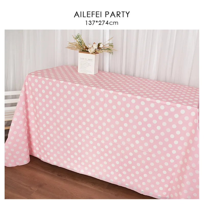 Wegwerp Plastic Tafelkleed Dot Tafelkleed Waterdicht Verjaardagsfeest Bruiloft Tafelkleed Milieuvriendelijk Servies 137X274Cm
