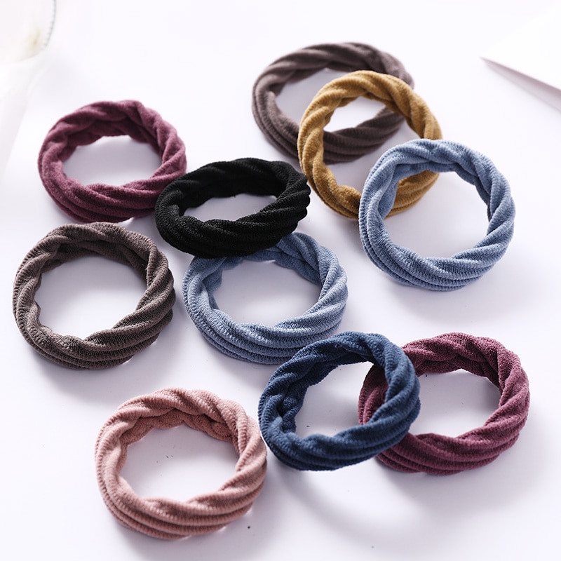 Neue 10Stck Frauen Mädchen Einfache Grund Elastische Haar Bands Krawatte Gummi Scrunchie Pferdeschwanz-Halfter Gummibänder Haar Zubehör