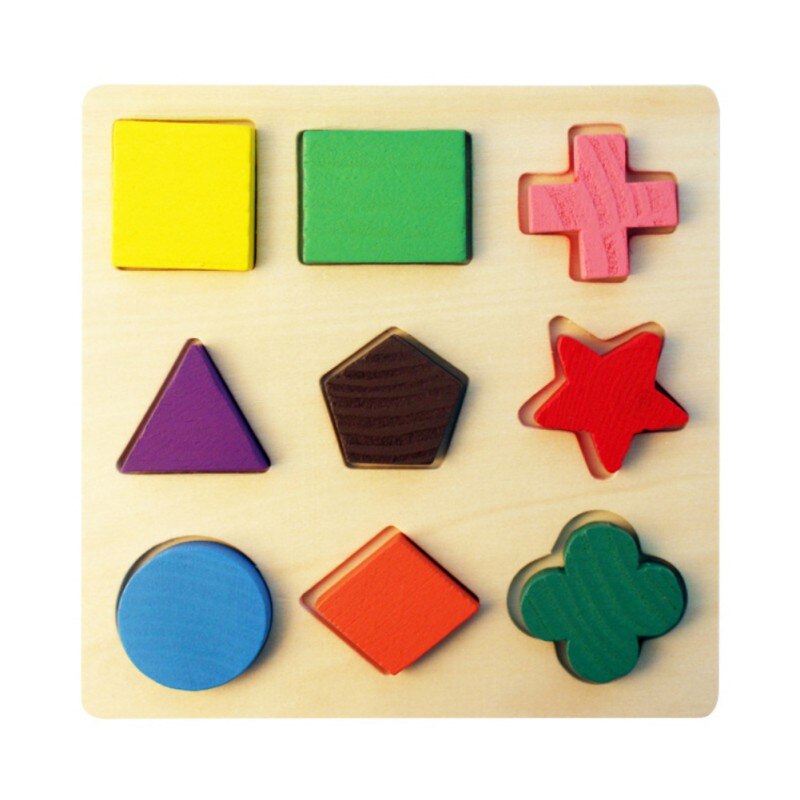 Kids Wooden Jigsaw Puzzle Geometric Shape Board Cognitive Matching Board Early Educational: C