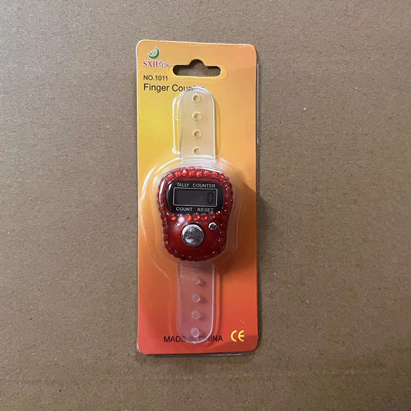 Elektronisk fingerräknare ringfingerklick bärbar återställningsbar digital displayräknare golfräknare flätad bönetillbehör: Svart