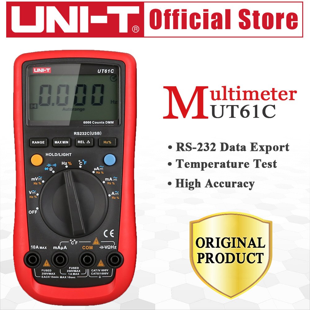 UNI-T UT61C Digital Multimeter AC 1000 V RS232 PC Verbinden Daten Berechnen Diode LCD Hintergrundbeleuchtung 0,5 S Schnelle Prüfung Temperatur