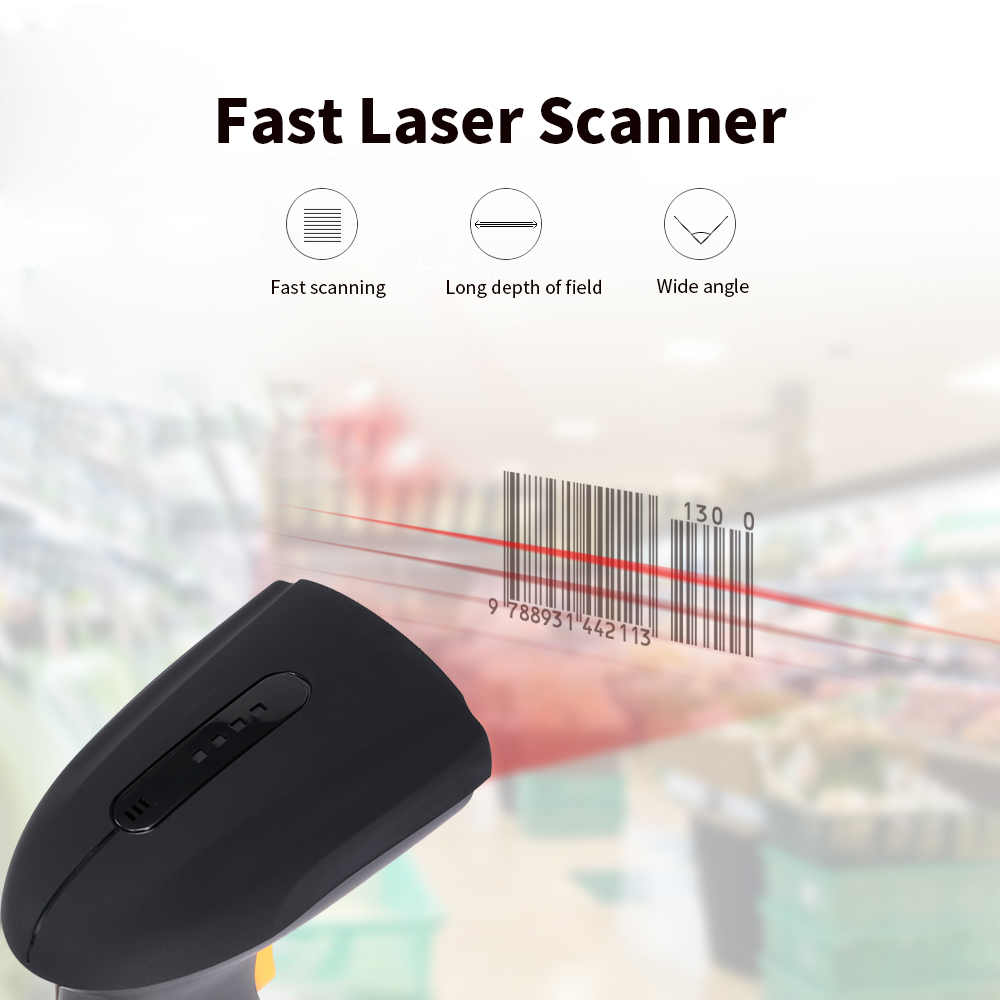 Draadloze 2D Barcode Scanner, Symcode 1D/2D Auto-Sense Draadloze Handheld Barcode Reader Voor Pos Markt Magazijn