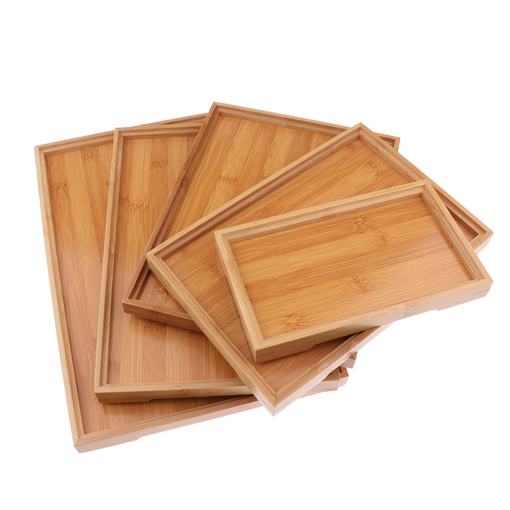 Hout Dienblad Houten Plaat Thee Voedsel Server Gerechten Water Drink Platter