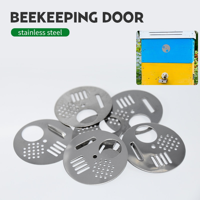 5Pcs Beehive Bee Box Door Cage Stainless Steel Round Hive Hole Beekeeping Nest Door Equipment Beekeeping Tools Supplies