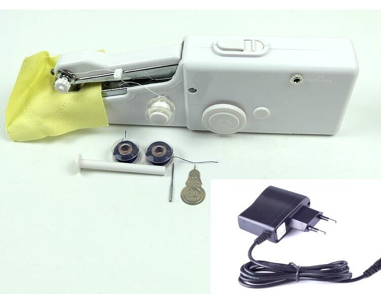 Mini Portable Handheld sewing machines handy stitch Sew needlework Cordless Clothes Fabrics Electric Sewing Stitch Set DIY tool: machine EU adapter