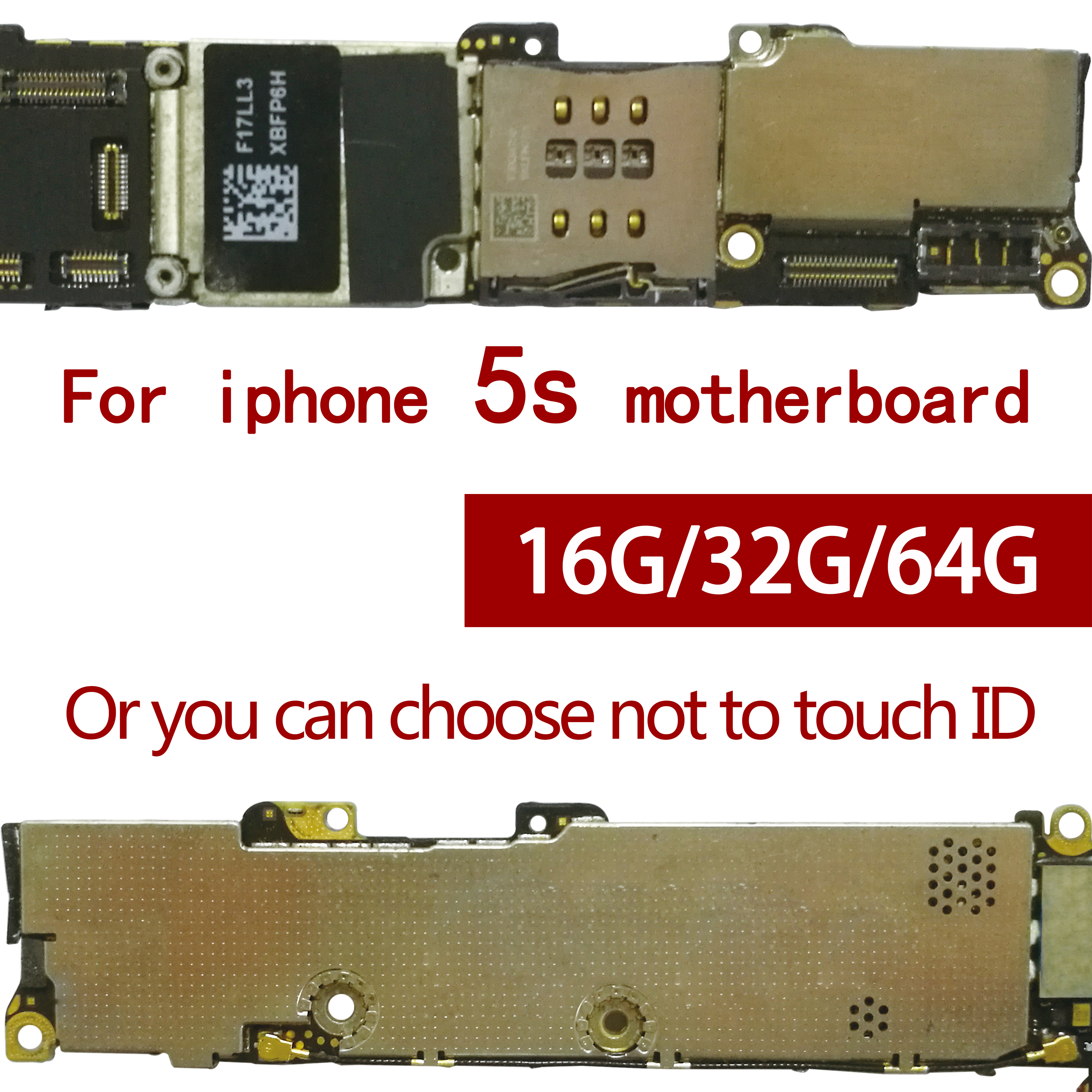 100% Original unlocked for iphone 5S Motherboard Without Touch ID/With Touch ID,for iphone 5S Logic boards,16gb / 32gb / 64gb