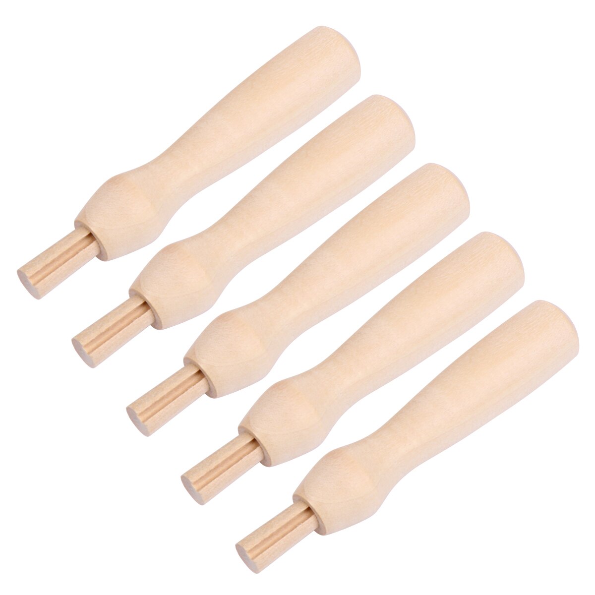 5PCS Poking Needle Wooden Handle Wool Felt Poke Tool Handle Solid Wood DIY Poking Needle Handle for Poke Tool Use A50