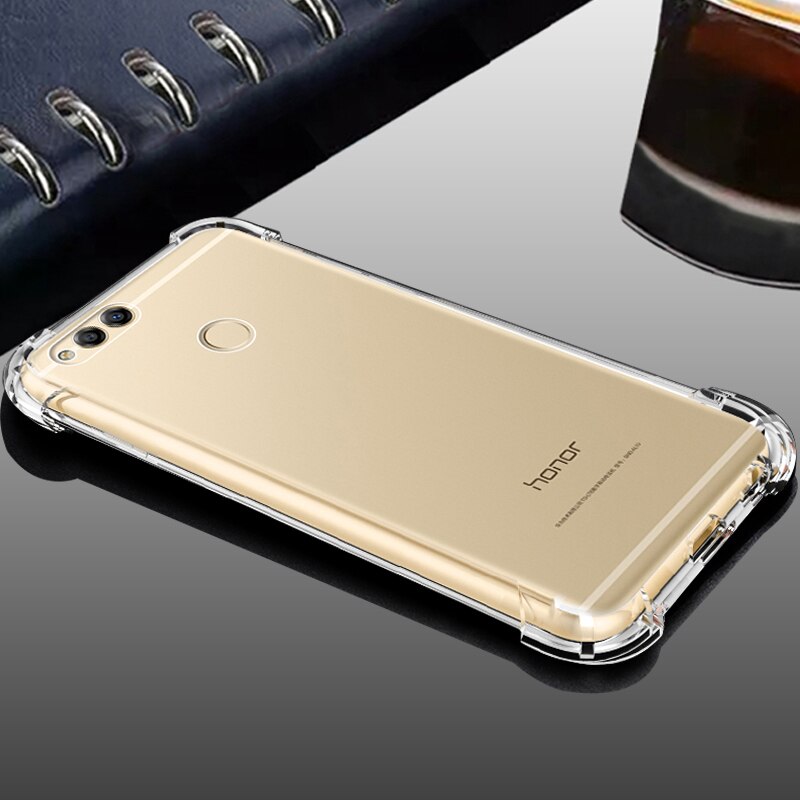 YUETUO luxus transparent stoßfest zurück coque, abdeckung, fallen für huawei honor 7x7 x Silizium silikon Original telefon zubehör