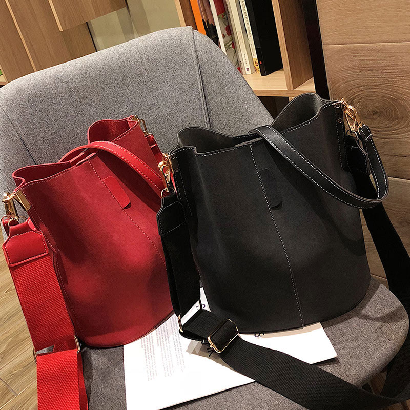 Retro Nubuck Mujer Bolsos De Cuero Crossbody Cubo Bolsas Para Mujeres