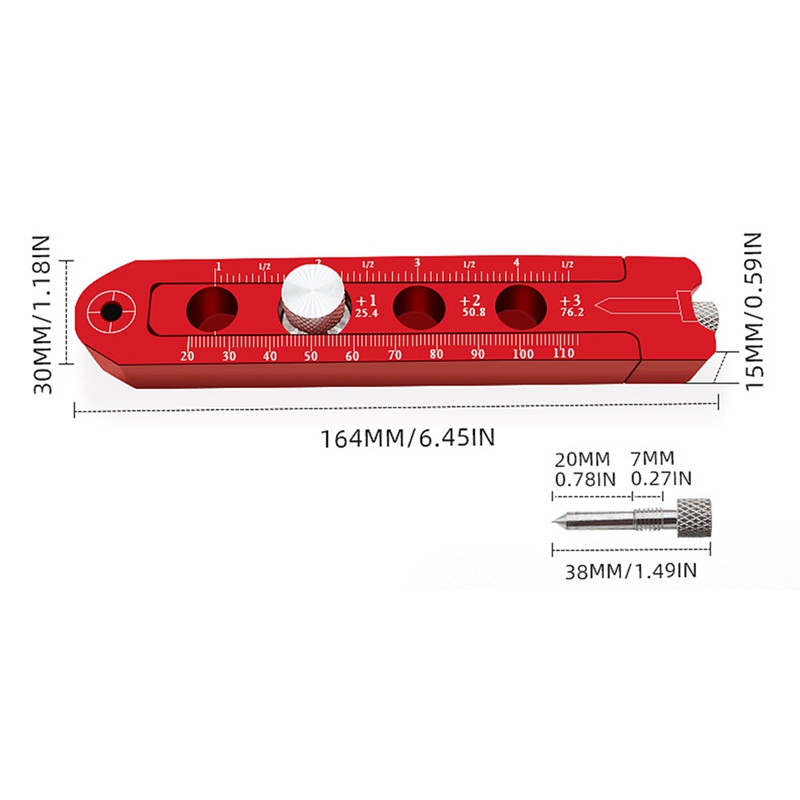 Trazador de círculo de punto fijo para carpintería, calibrador de marcado redondo ajustable métrico/británico, interruptor de vidrio de aleación de aluminio