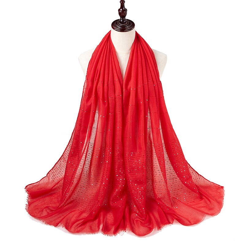 1PC Cotton And Linen Tassel Scarf Sequins Autumn And Winter Muslim Hijab Malay Headscarf: 3
