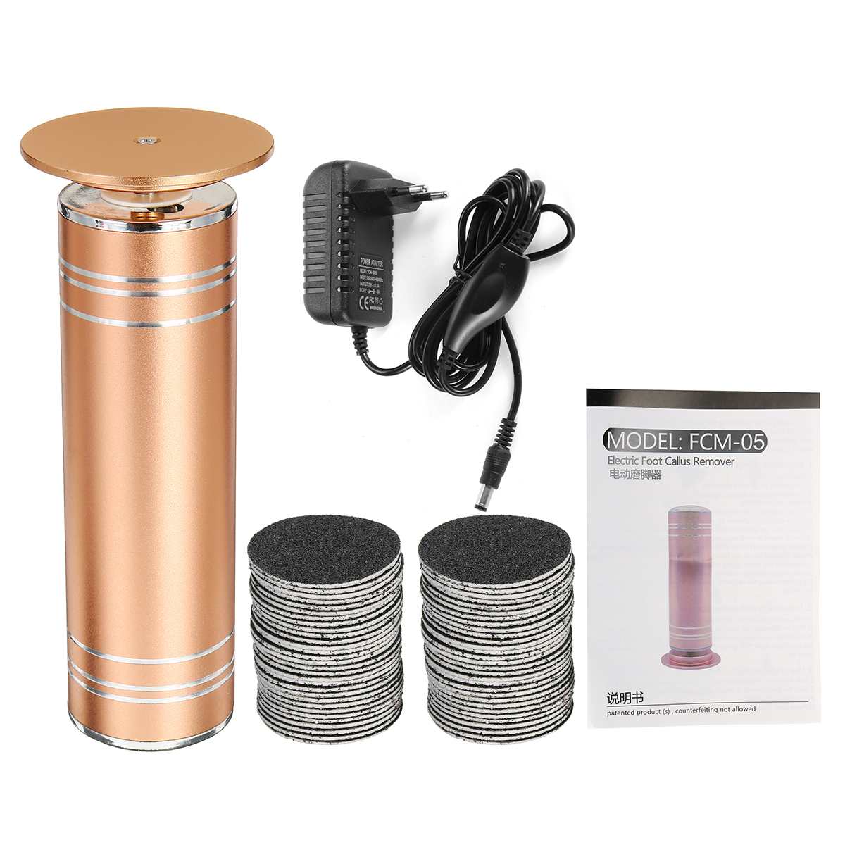 1000rpm Electric Foot File Callus Remover Foot Care Tool with 60pcs Replacement Sandpaper Disks Remove Heel Dry Dead Skin Tools