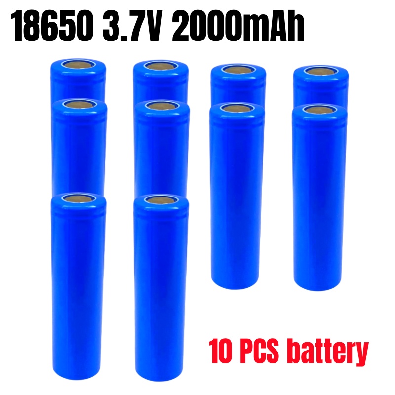 18650 3.7V 2000mAh Batería Recargable + Cargador: Beige