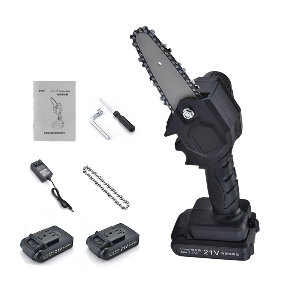 4-inch Chainsaw Blade/guide For 21V Lithium Battery Portable Electric Pruning Saw Rechargeable Garden Saw Woodworking One-Handed: US 2 electric charge