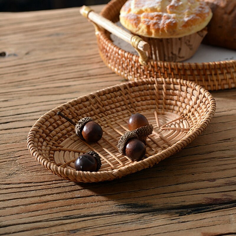 Gevlochten opbergmand rotan broodmand fruitmand serveermanden voor thuis keuken bureau snack diversen organizer