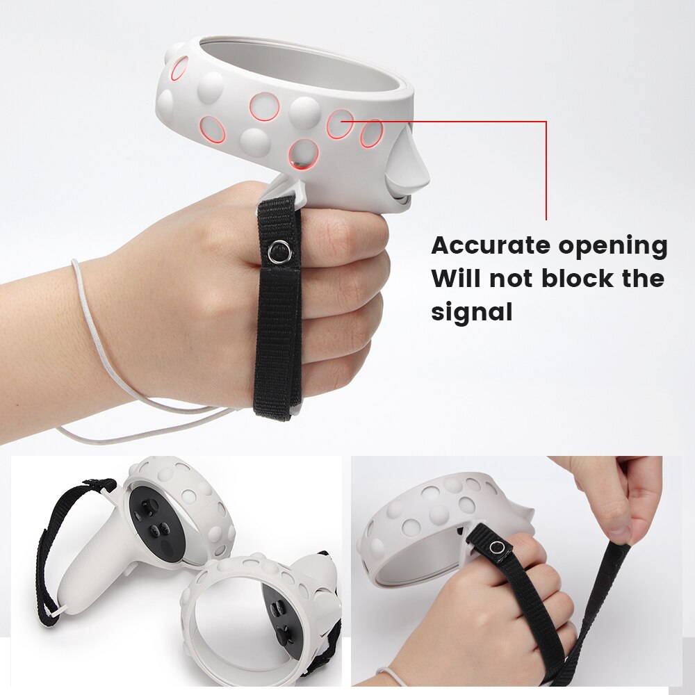 Juego de funda protectora para Oculus Quest 2 VR, carcasa para controlador táctil, con correa y agarre para Oculus Quest 2, accesorios
