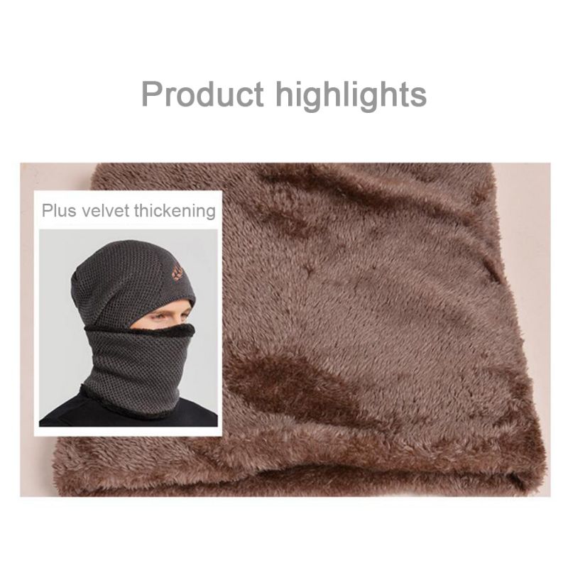 Gorro de punto para hombre de Otoño Invierno, conjunto de bufanda, gorro más cálido, grueso, térmico, mullido, cálido gorro de senderismo, gorros, gorro