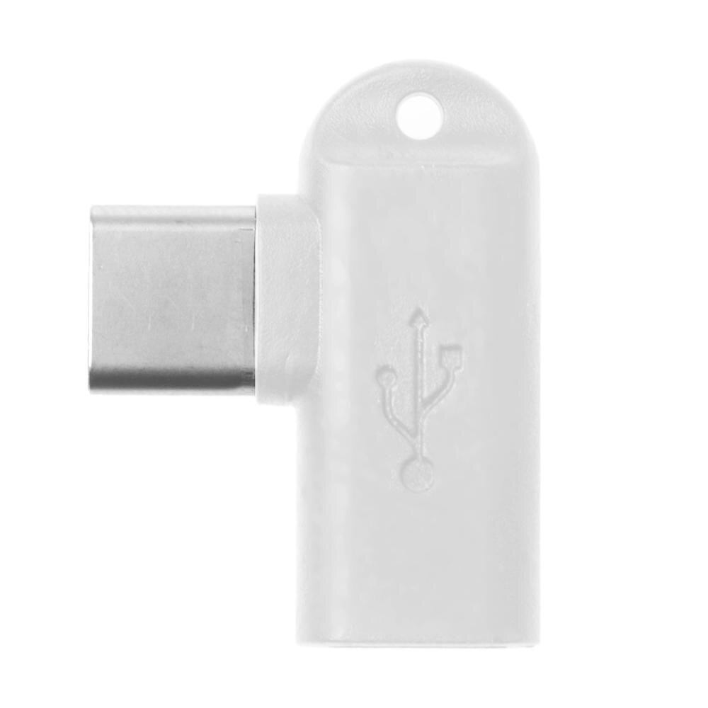 1Pc 90 Graden Type C Male Naar Micro Usb Vrouwelijke Data Sync Charge Converter Adapter: WHITE