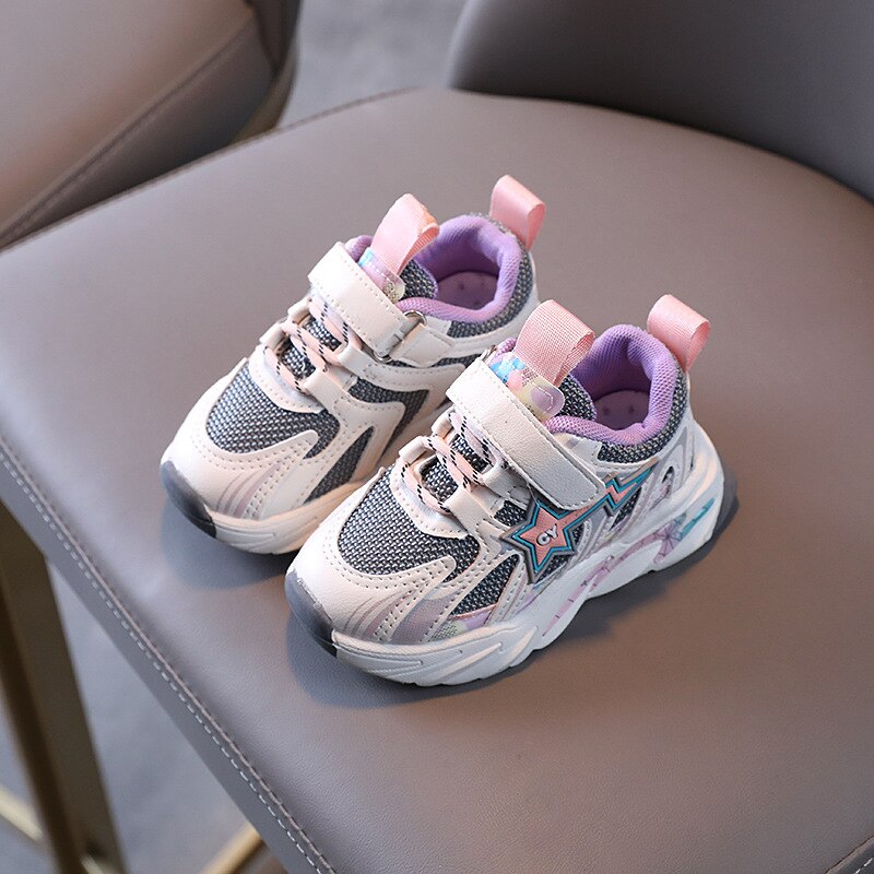 Children Sports Shoes Girls Autumn Style Breathable Air-mesh Shoes Boy Sneakers Baby Soft Soled Shoes Non-slip: Pink / 30