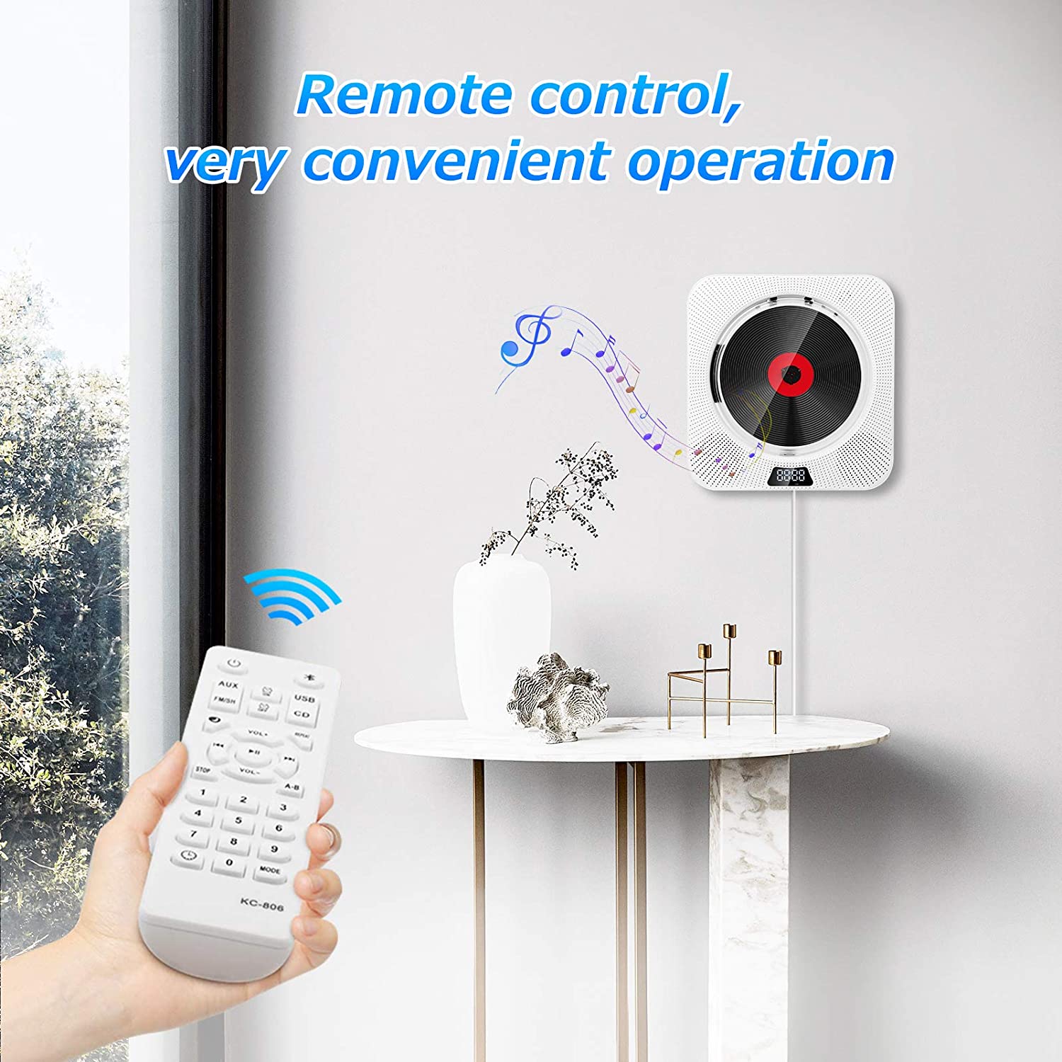 Cd player Wall Mounted hifi Bluetooth cd player Portable Home Audio Boombox With Remote Control FM Radio MP3 Built-in Speakers