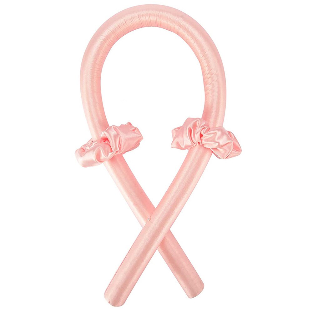 Heatless Curling vara diadema No calor rizos cinta pelo rodillos dormir cinta para cabello suave pelo bigudíes cinta pelo herramientas: Pink tyle1