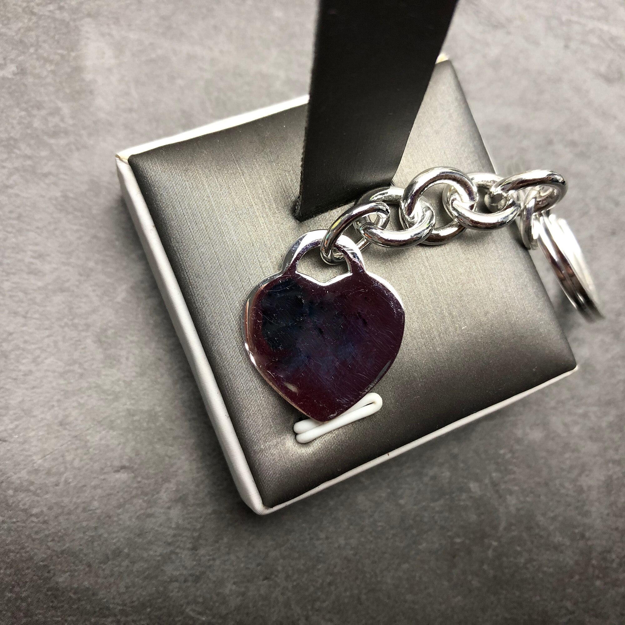 Populære 1:1 sølv enkle hjerte tag nøglering originale smykker tilbehør til kvinder