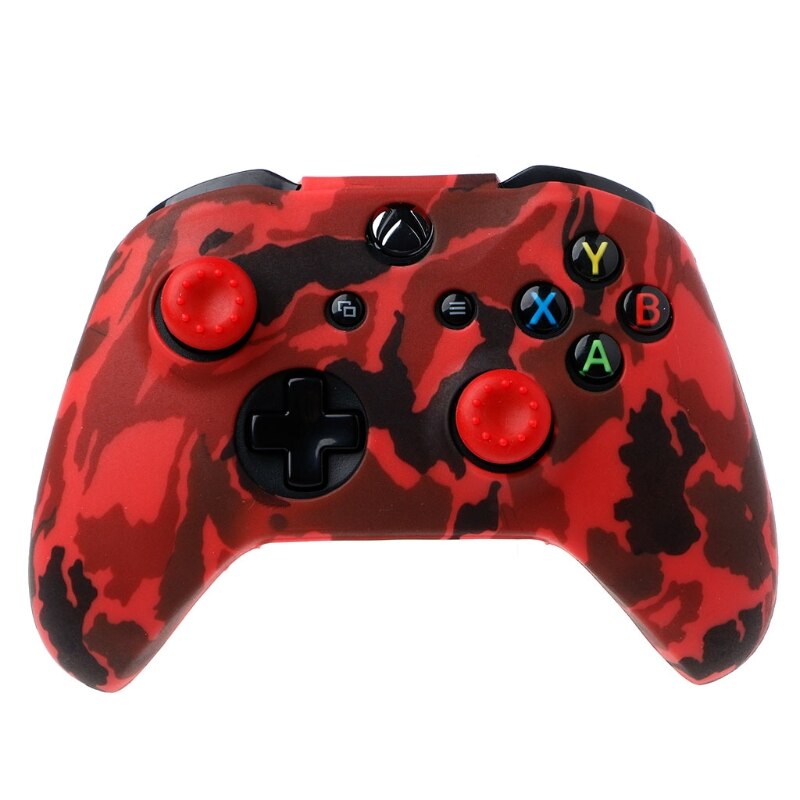 Funda de silicona de camuflaje + 2 Joystick para xbox one X S, mando P9YE: Red