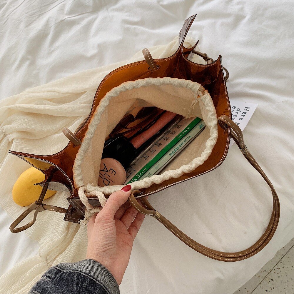 dame sacs à bandoulière transparents pour les femmes sac Transparent été plage sac grands fourre-tout dame voyage sacs à main grande capacité