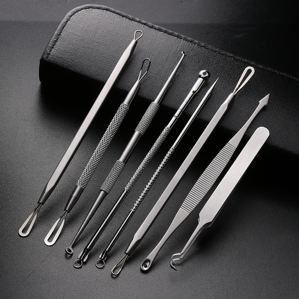 8 PCS Premium Blackhead Acne Extractor Comedone Remover Pimple Blemish Treatments Tool Face Skin Care Tools