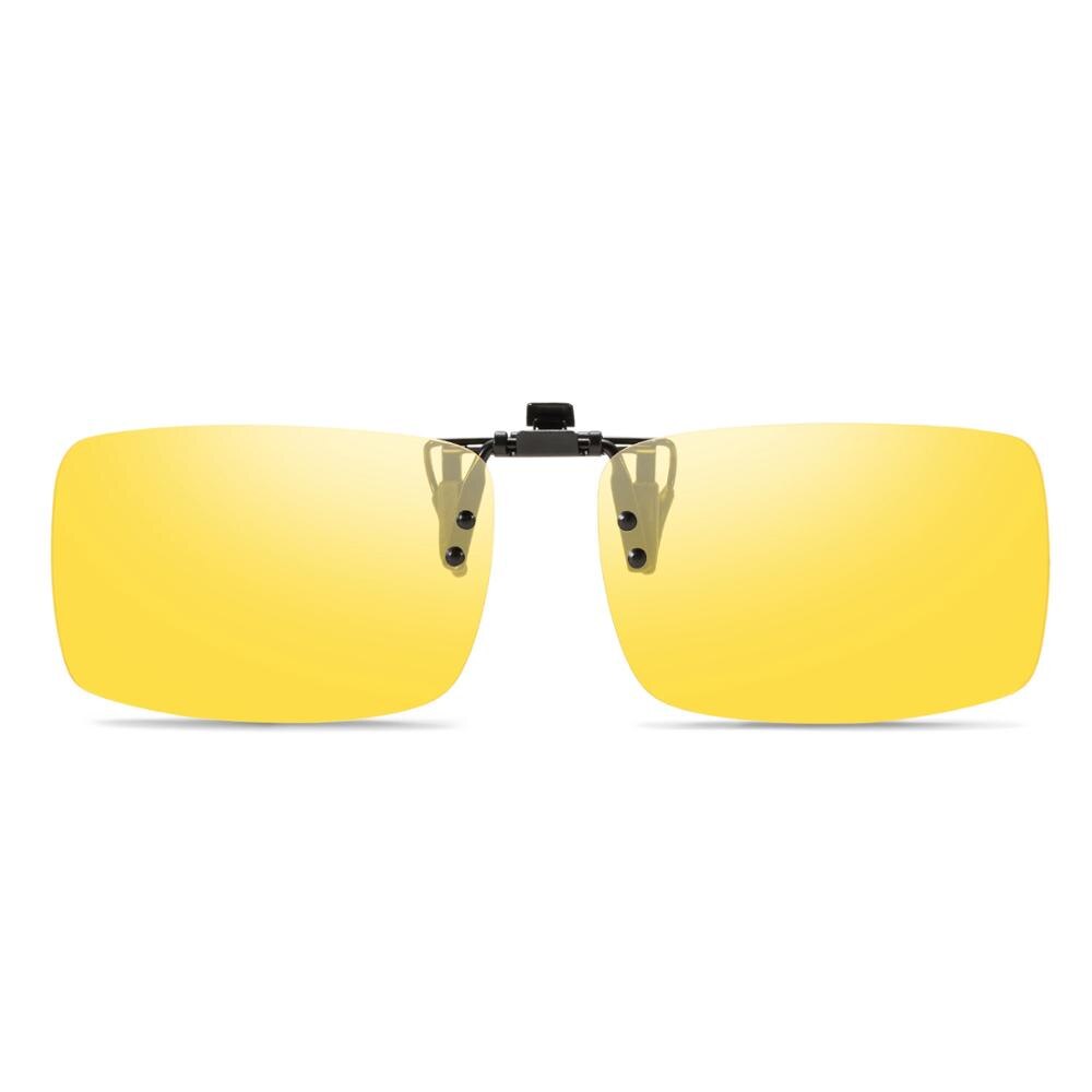 Yellow Clip Glasses Clip on Driving Night Vision Lens Polarized Sunglasses For Driving Unisex Square Lightweight Sunglasses: Default Title