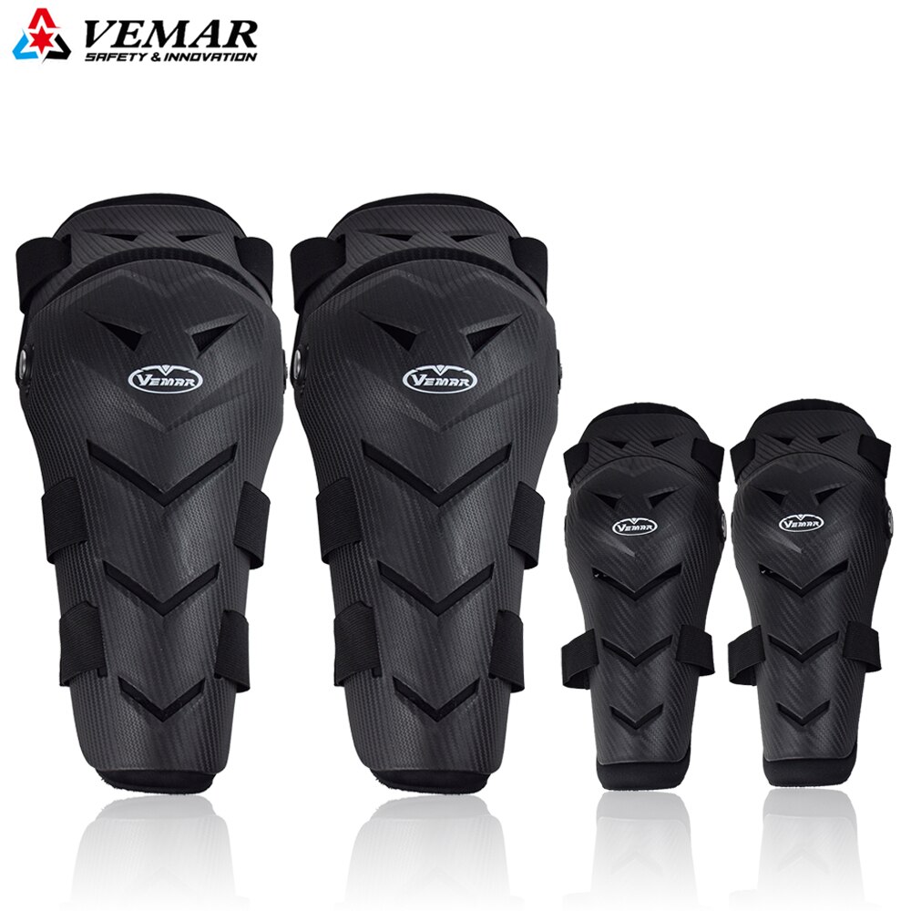 Ginocchiere VEMAR gomitiere + ginocchiere 4 pezzi PP conchiglia ginocchiere Moto ginocchiere motocross antiurto Moto resistente: carbonio nero