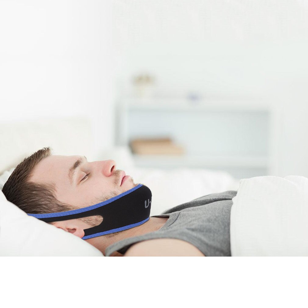 U-Kiss Anti Snoring Snore Stopper Chin Jaw Strap Supporter Sleep Improving Belt Brace Adjustable Black & Blue Soft Material
