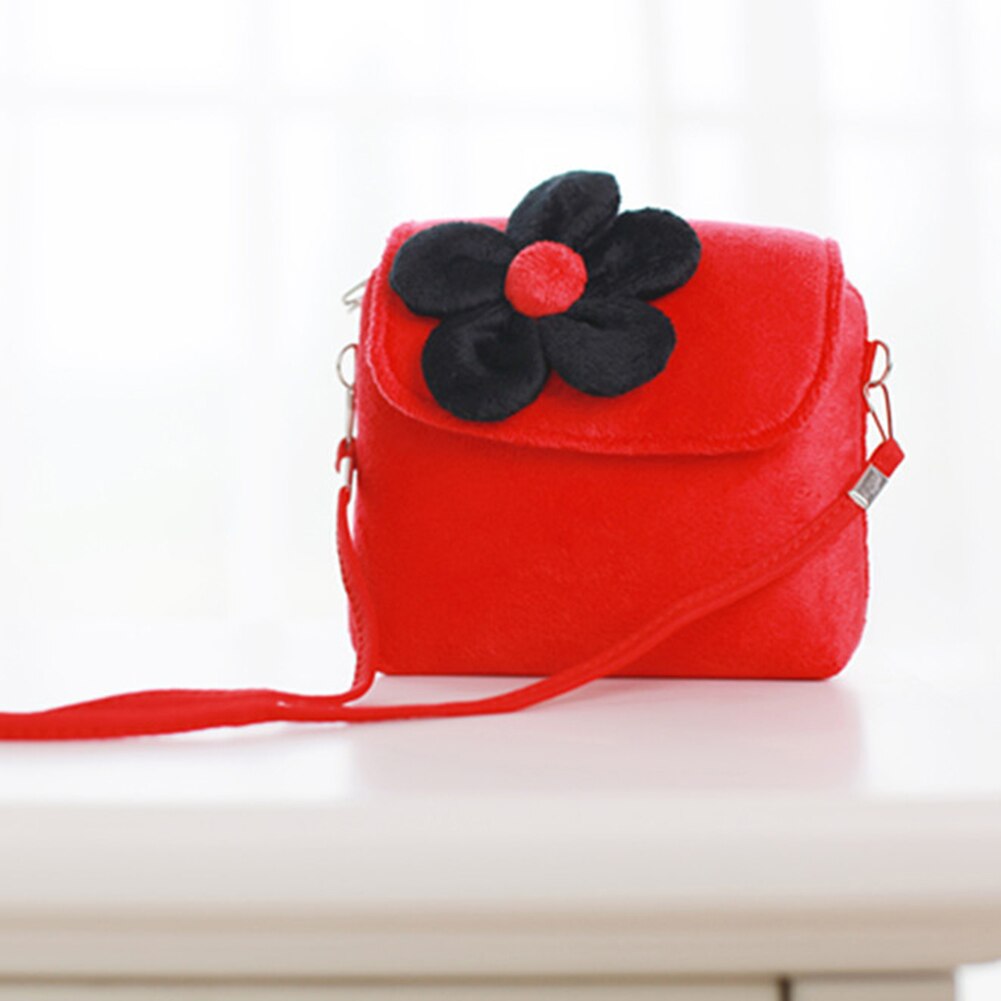 Bolso pequeño de felpa con flores para niños, Bolso pequeño de hombro para chicas pequeñas, de , Monedero, Monedero: Rojo