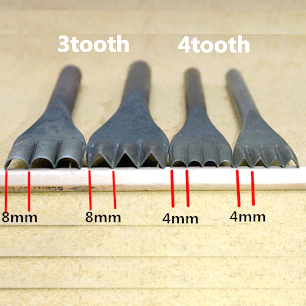 Junetree ihålig stansverktyg för läder hålstans flower line punch zig 3 tand  / 4 tand 8mm / 5mm läder hantverksverktyg