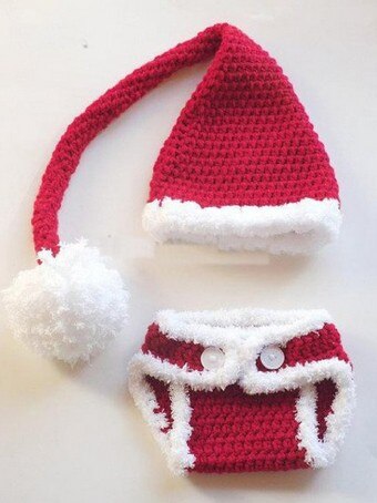 Neonatal juletøj baby fest manuel fotografering tøj mini baby til juletøj billeder: Hat og bleer