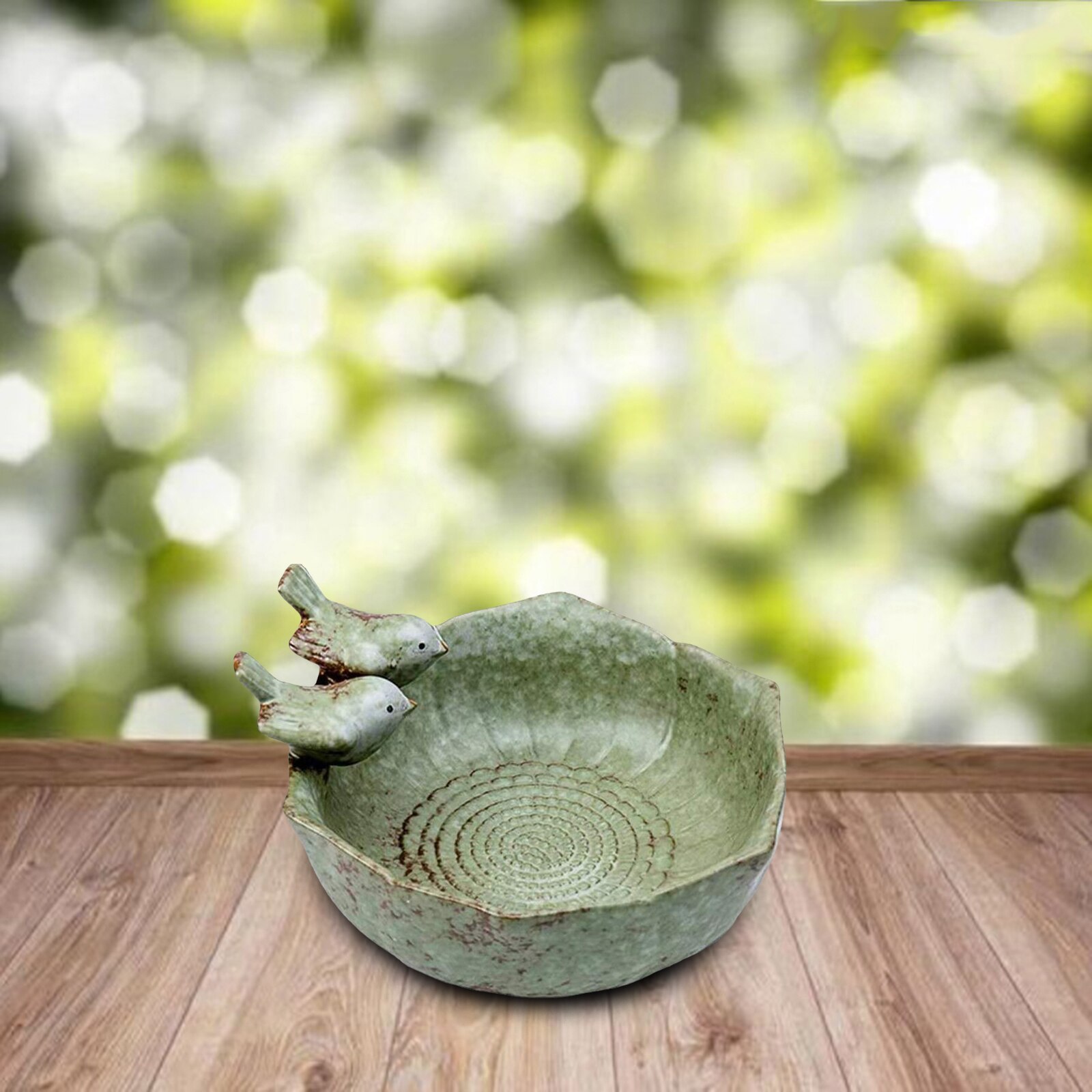 Retro Bird Bath Garden Decor Bird Feeder Statue Succulent Flower Pot Fruit Plate Home Furnishing Outdoor Decor