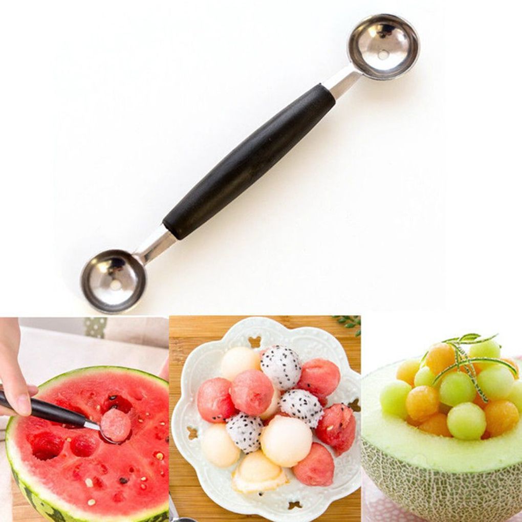 Double Head Ice Cream Fruit Scoop Spoon Stainless Steel Baller Melon Scooper Kitchen Gadgets double-end scoop double head baller