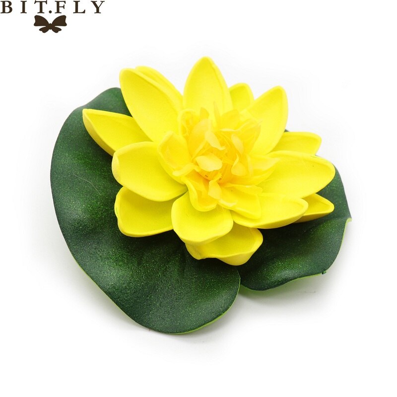 5PCS Artificial Lotus Water Lily Floating Flower Pond Tank Plant leaf Ornament 10cm Home Wedding Garden Pond Pool Decoration: yellow