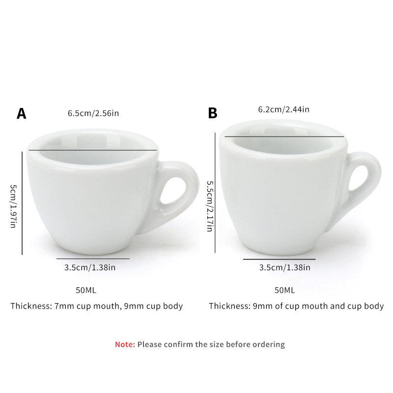 Tazas de café expreso de cerámica de 50ML con grueso para una sola taza, taza de 9mm para pared, aislamiento duradero, accesorios para Barista Espresso
